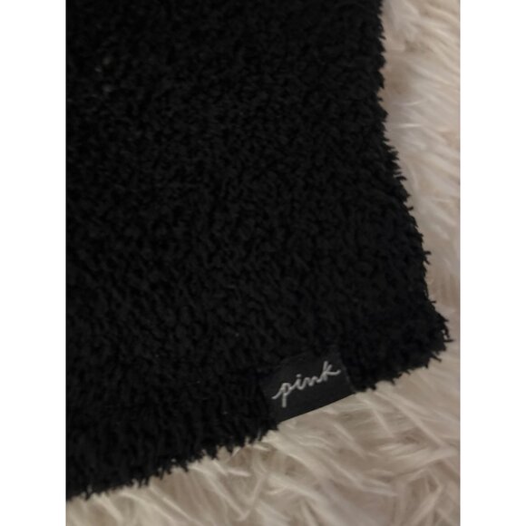 Victorias Secret Pink Fuzzy Black Sleepwear Tank Top  Soft Terry Feel XS - Picture 11 of 15